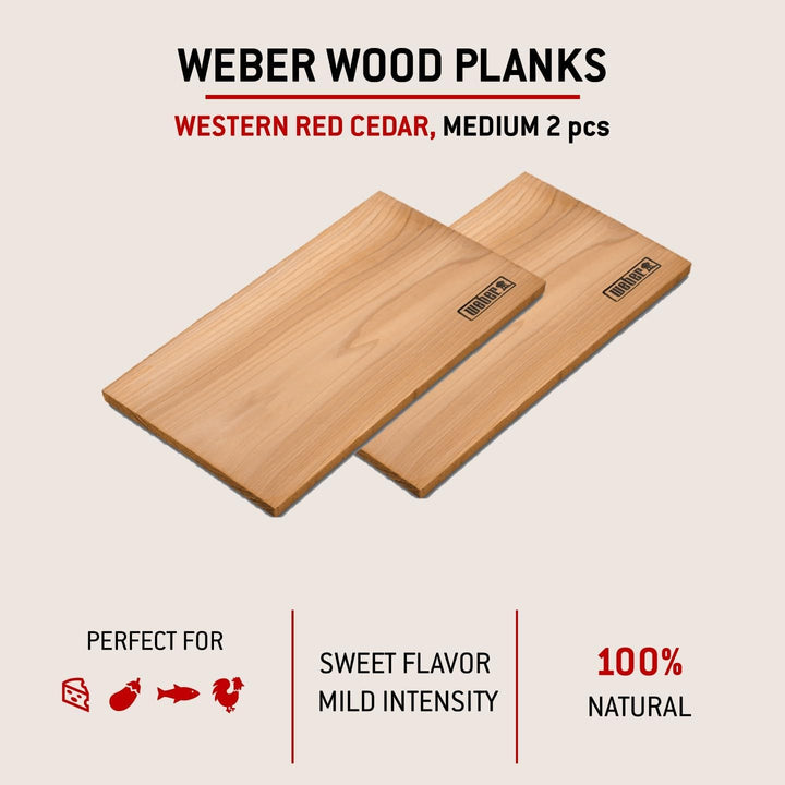 Weber Zendernholz Räucherbretter - Mittel (30 x 15cm), 2er Pack, süsses, mildes Aroma, ideal für Käs