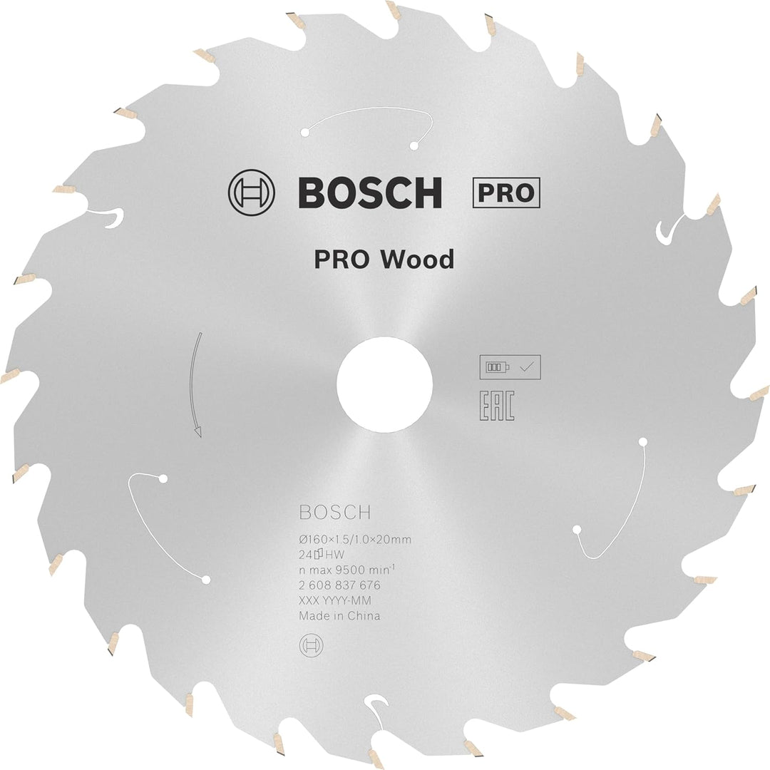 Bosch Professional 1x Kreissägeblatt Standard for Wood (Holz, Sägeblatt Ø 160 x 20 x 1,5 mm, 24 Zähn