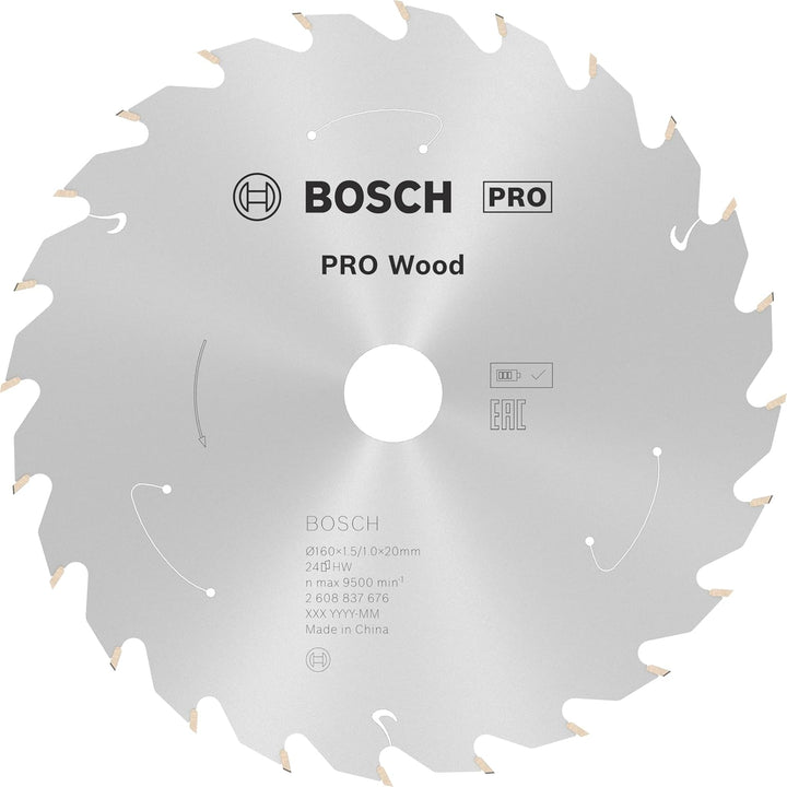 Bosch Professional 1x Kreissägeblatt Standard for Wood (Holz, Sägeblatt Ø 160 x 20 x 1,5 mm, 24 Zähn