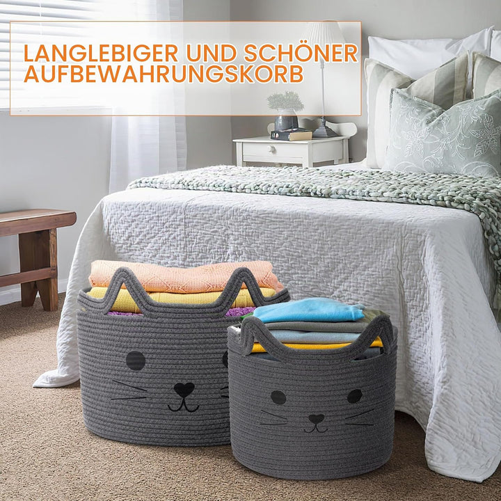 Aufbewahrungskorb Kinder aus Baumwolle für Spielzeug und Wäsche, Wäschekorb und Spielzeugkorb in ein