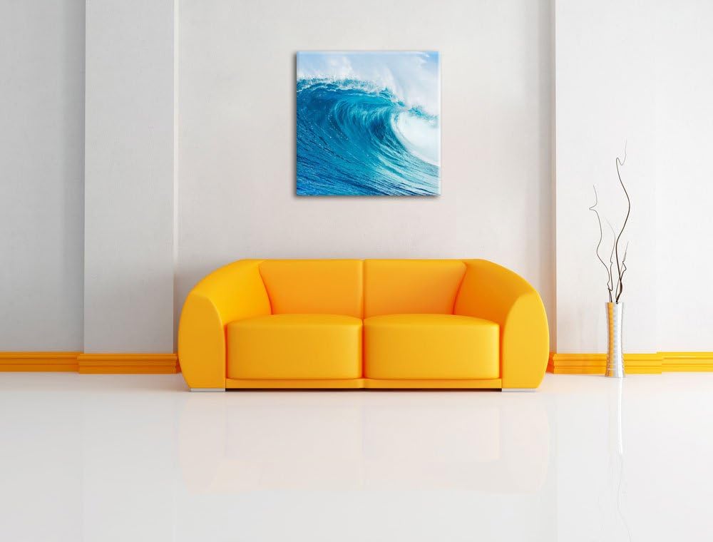 Atemberaubende Welle, Format: 70x70 auf Leinwand, XXL riesige Bilder fertig gerahmt mit Keilrahmen,
