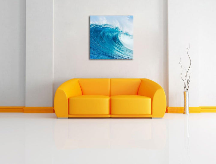 Atemberaubende Welle, Format: 70x70 auf Leinwand, XXL riesige Bilder fertig gerahmt mit Keilrahmen,