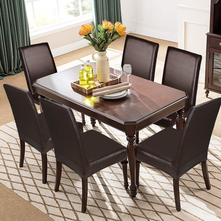 YISUN 4er/6er Set Esszimmer Stuhlhussen, solide Pu Leder wasserdichte Stretch Esszimmerstuhl Schutzh