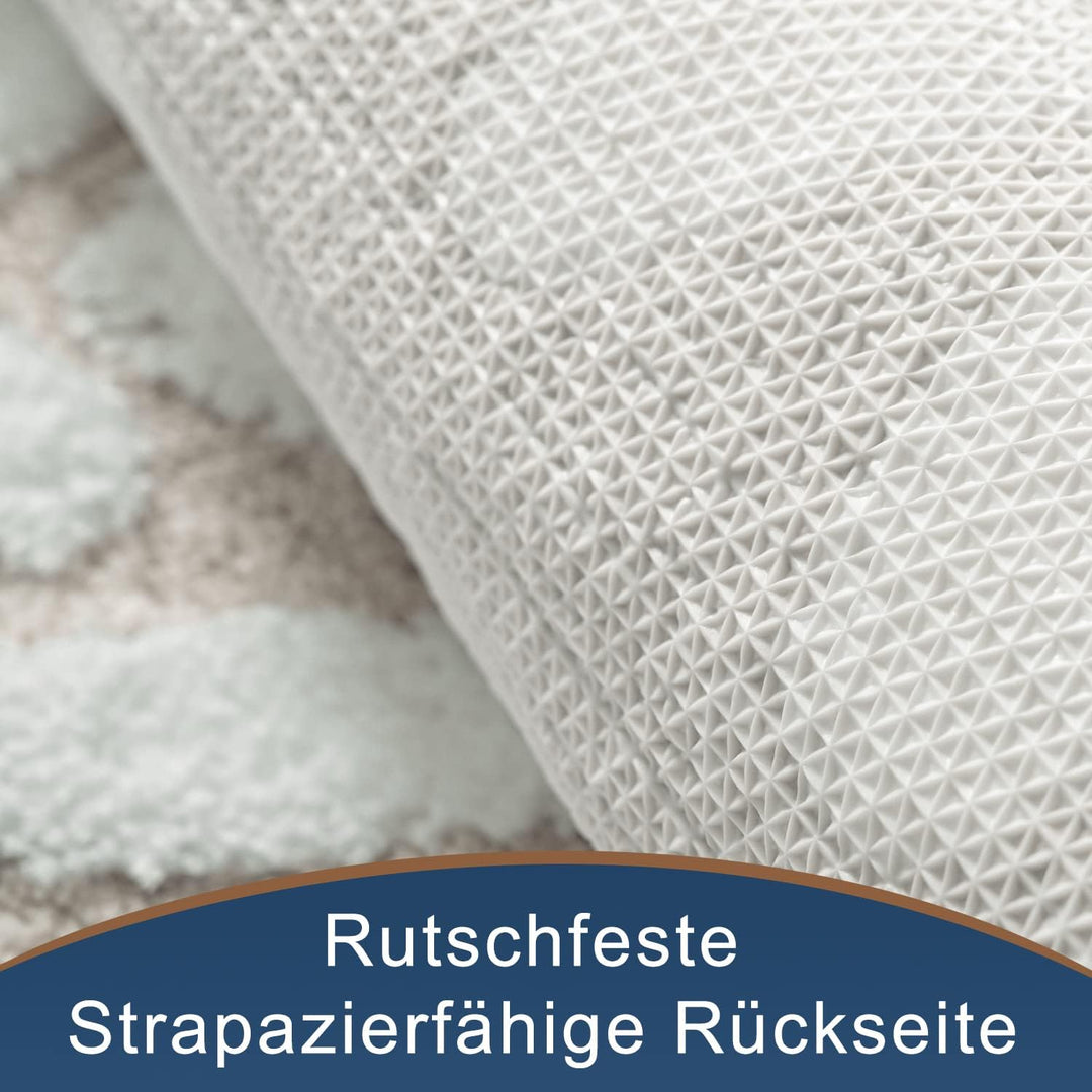 QJHOMO Beige Badezimmerteppich Niedliche Gänseblümchen Badematte rutschfest Waschbar Badteppich Weis