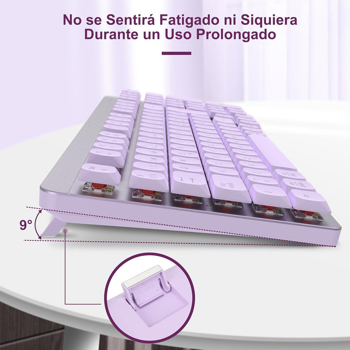 LeadsaiL Mechanische Tastatur mit niedrigem Profil, FA98 Pack kabellose Tastatur und Maus mit rotem