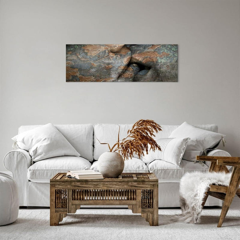 Panorama Bilder auf Leinwand Frau Mann Kuss Abstraktion Leinwandbild 90x30cm Wandbilder Dekoration W