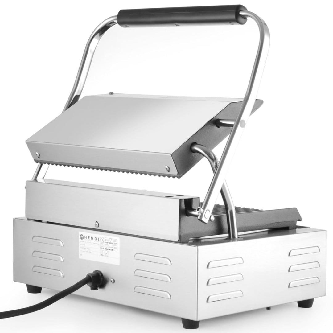 HENDI Kontaktgrill, Panini-, sandwich- & Kontaktgrill, Regelbar bis max. 300°C, Oberseite (H)530mm,