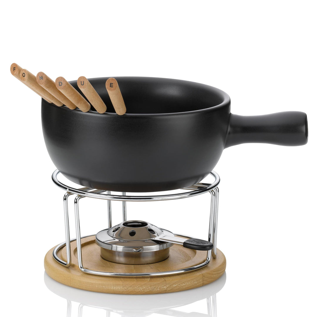 Kela 361306 Käsefondue-Set, Natürliches Design, 10-teilig, Feuerfeste Keramik, Käsefondue-Set Natura
