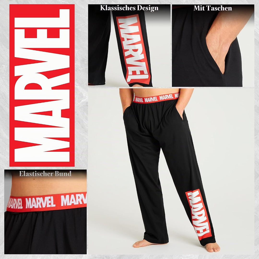 Marvel Avengers Schlafanzughose Herren lang, bequeme Pyjama Hosen - Geschenke für Männer &amp; Teenager