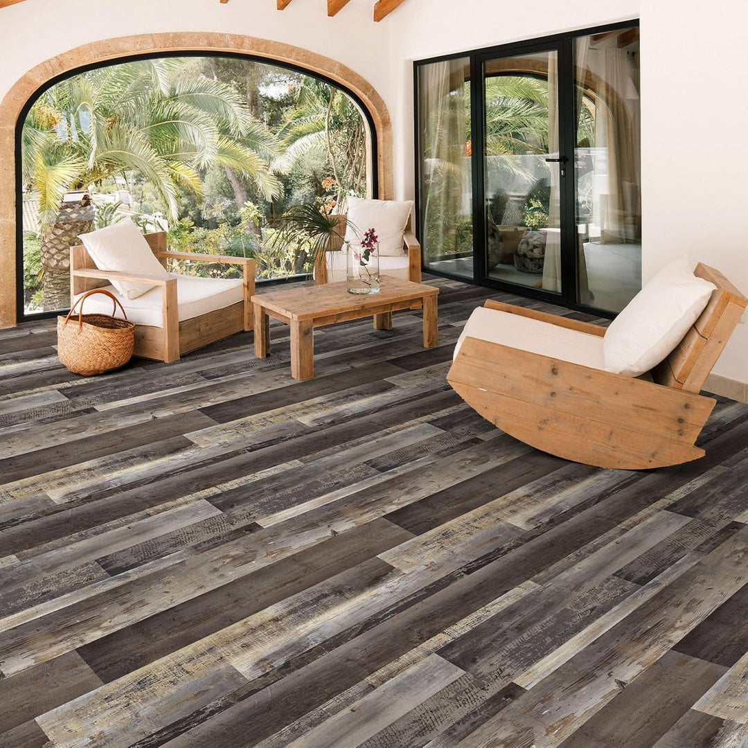 Oxdigi PVC Bodenbelag Selbstklebende 1.6m², Verdickt Holzoptik Vinylboden Bodenfliesen für Eingangst