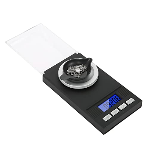 Feinwaage 0.001g, Tragbare Juwelierwaage, Digitale Schmuckwaage Taschenwaage mit Kalibriergewichte u