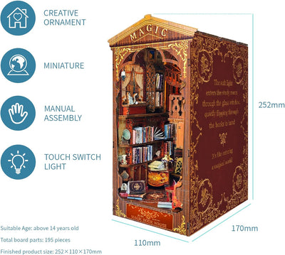 Cuteefun Book Nook Kit, DIY Miniatur Haus Kit mit Möbeln und LED Licht, Buchstützen Modellbau, Model