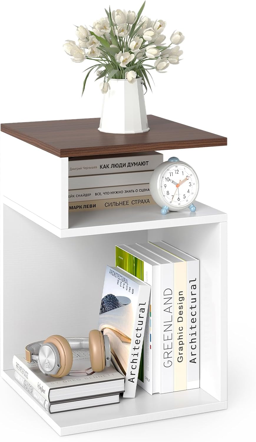 COSTWAY Beistelltisch Holz, 3 Ebenen Sofatisch, Nachttisch, modern, für Wohnzimmer und Schlafzimmer,