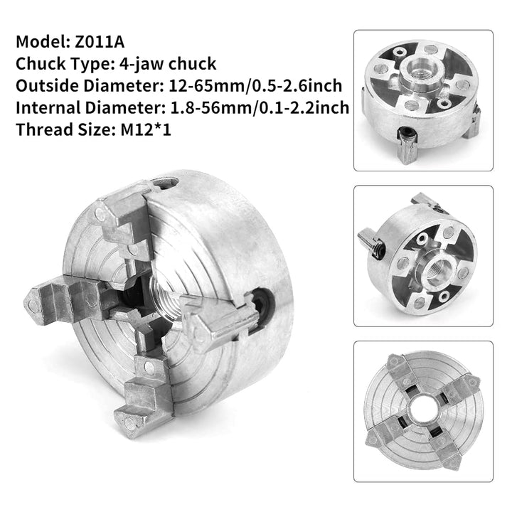 Z011A Vierbackenfutter, Zinklegierungs Drehfutter CNC Fräsbohrwerkzeug für Mini-Metalldrehmaschine