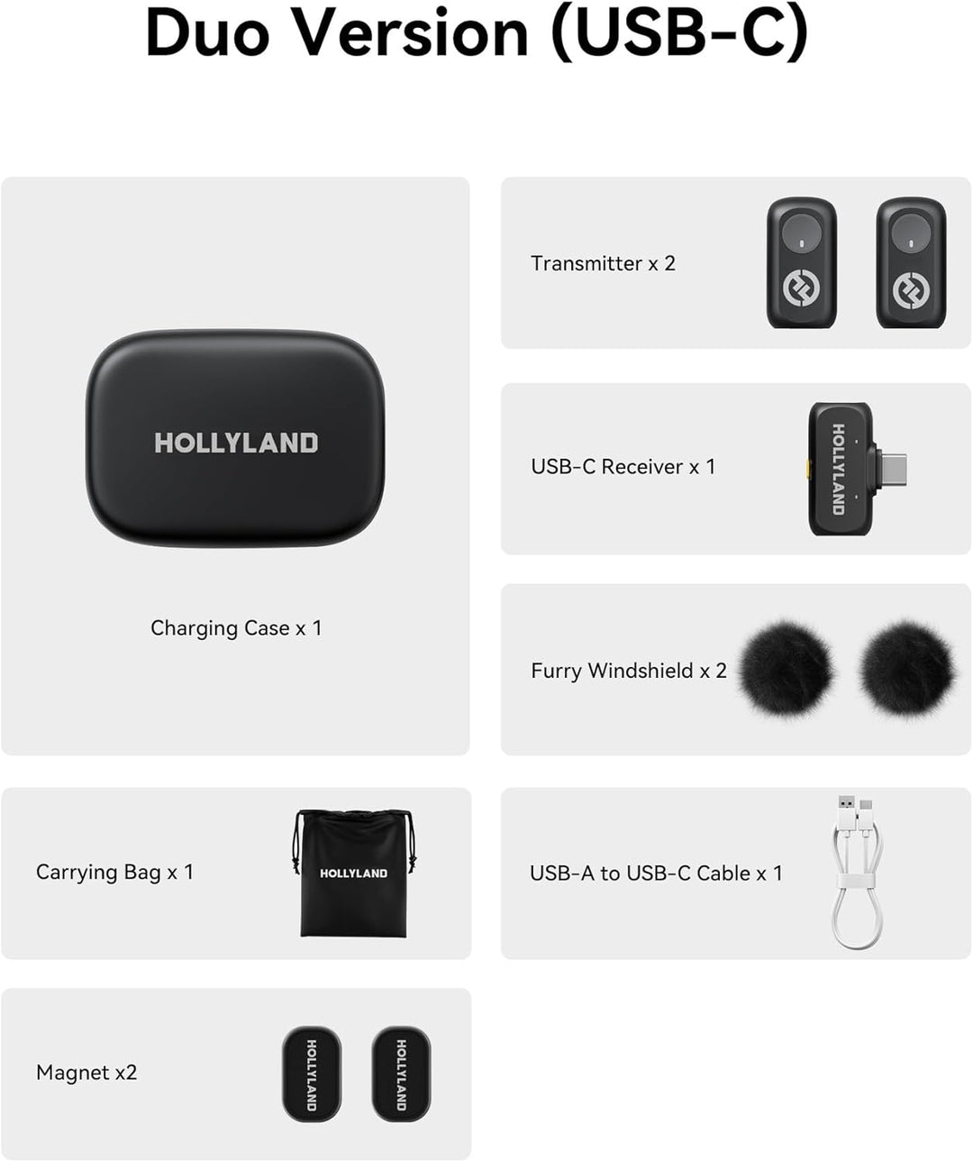 Hollyland Lark A1 Duo Wireless Lavalier Mikrofon für iPhone 15/16/17 & Android,Kabellos Mini Microph