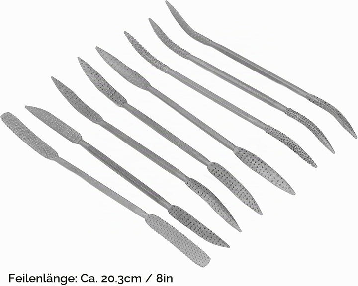 Artillery Doppelseitige Raspelfeile, Raspelset, Nadelraspel Set Riffelraspel/Feilen-Set (8tlg.) für