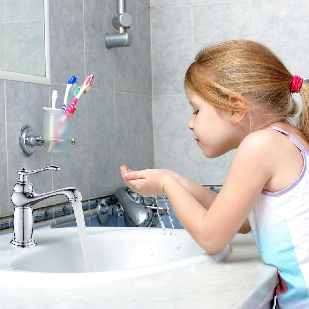 Wasserhahn Badezimmer Retro, Messing Waschtischarmatur Einhebelmischer mit Elegant Geschwungenem Aus