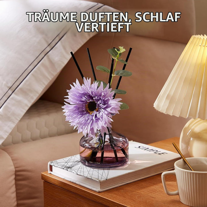 Blume Raumduft Diffuser 120 Tage für Büro Lavendelfelder Duft Aroma Diffuser mit 7 Duftstäbchen, Nat