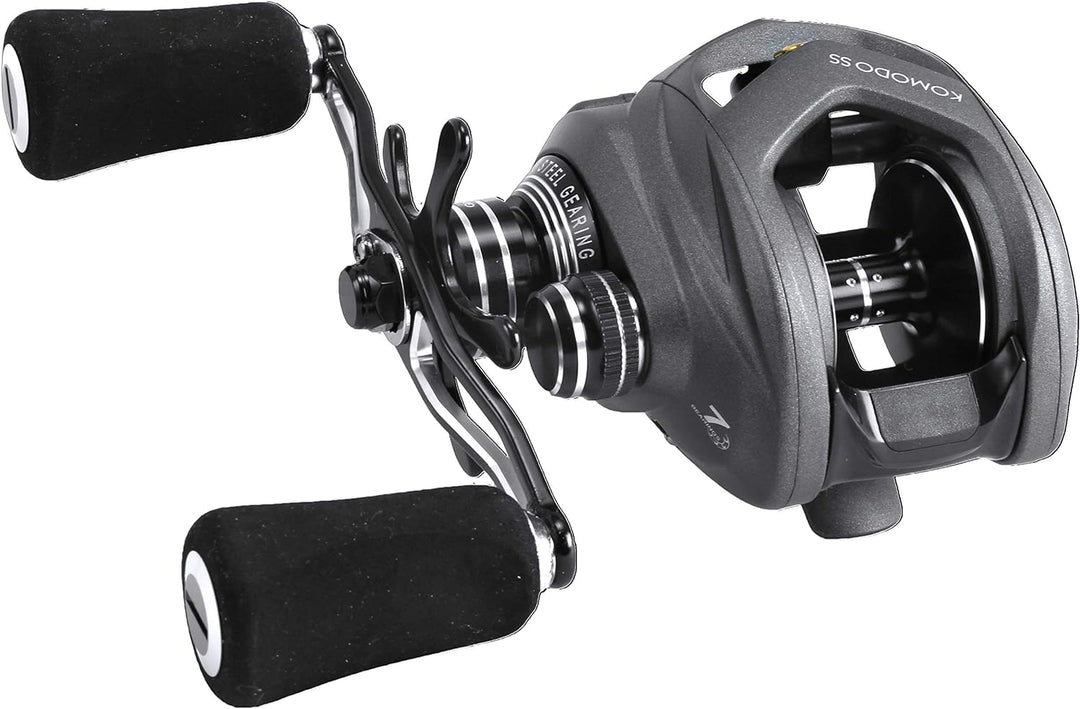 Okuma Komodo SS Baitcaster mit grossem Fassungsvermögen KDS-273LX Left Hand, 160yds-12lb Paddel, Gri
