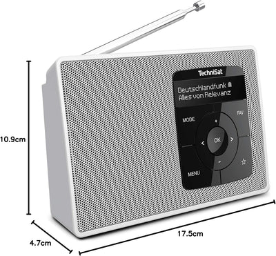 TechniSat DIGITRADIO 2 - Tragbares DAB+/UKW-Radio mit Akku (mit Bluetooth Audiostreaming, Weckfunkti