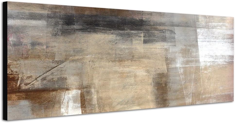 Paul Sinus Art Panoramabild auf Leinwand und Keilrahmen 150x50cm Malerei Kunstwerk abstrakt braun be