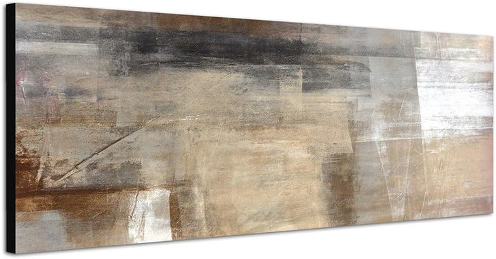 Paul Sinus Art Panoramabild auf Leinwand und Keilrahmen 150x50cm Malerei Kunstwerk abstrakt braun be