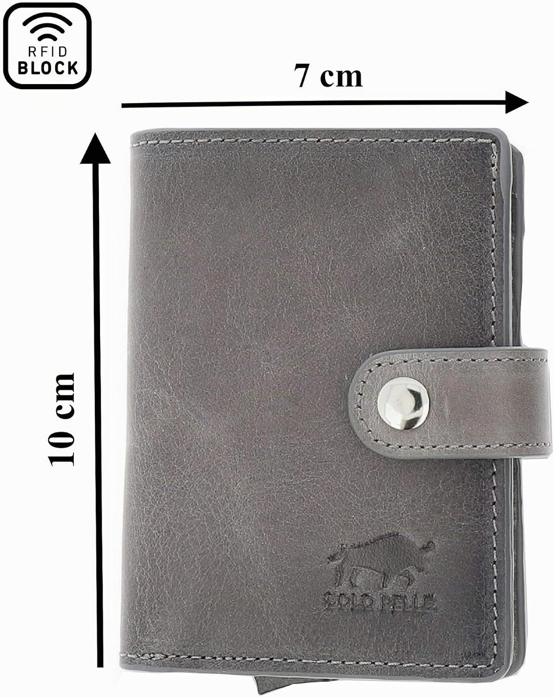 Solo Pelle Leder Geldbörse Q-Wallet mit integriertem Kartenetui für 15 Karten + Geldscheine geeignet