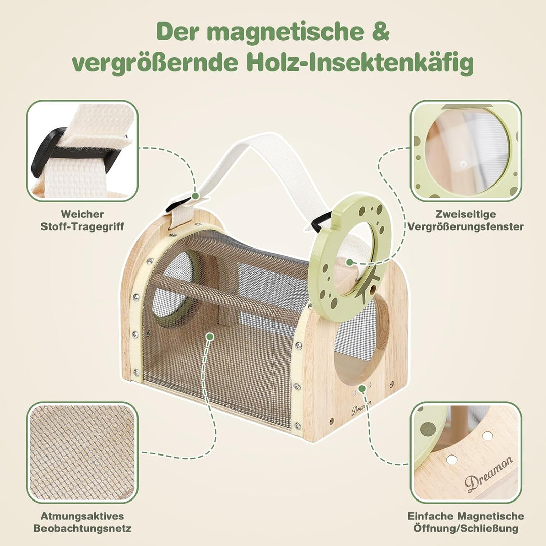 Dreamon Kinder Abenteuer Entdecker Bug Set, mit Schmetterlingsfangnetz, Insektenbeobachtungskäfig au
