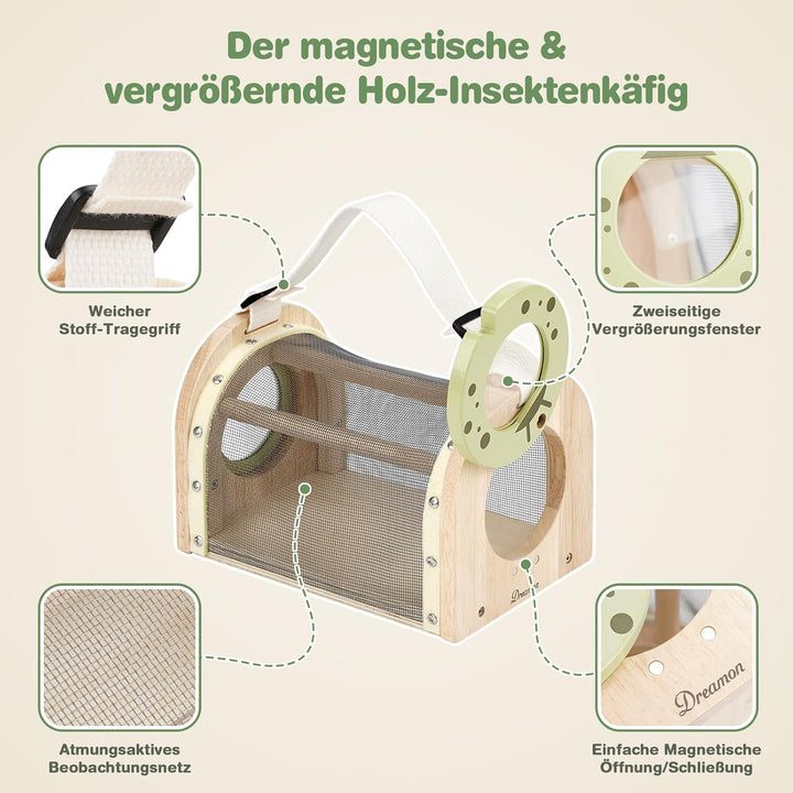 Dreamon Kinder Abenteuer Entdecker Bug Set, mit Schmetterlingsfangnetz, Insektenbeobachtungskäfig au