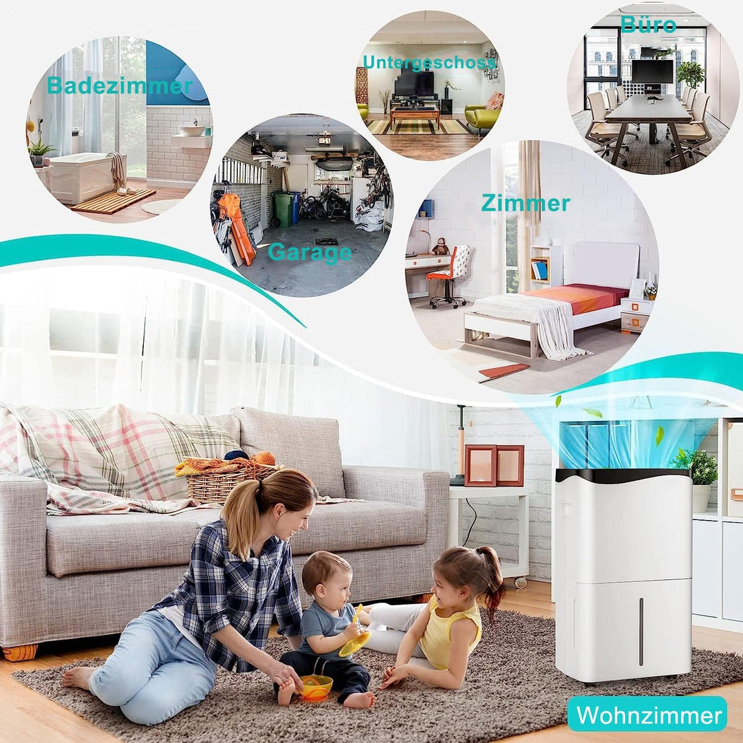 RELAX4LIFE 4 in 1 Elektrischer Luftentfeuchter, 50L/24h, Raumgrösse ca.60m², Wassertank 5L, APP-fähi