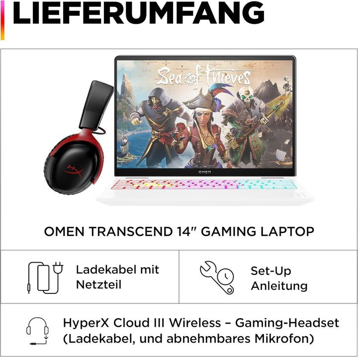 HP OMEN Transcend Gaming Laptop, 14 Zoll 2,8K OLED 120Hz, Intel Core Ultra 7 155H, 16 GB DDR5 RAM, 1