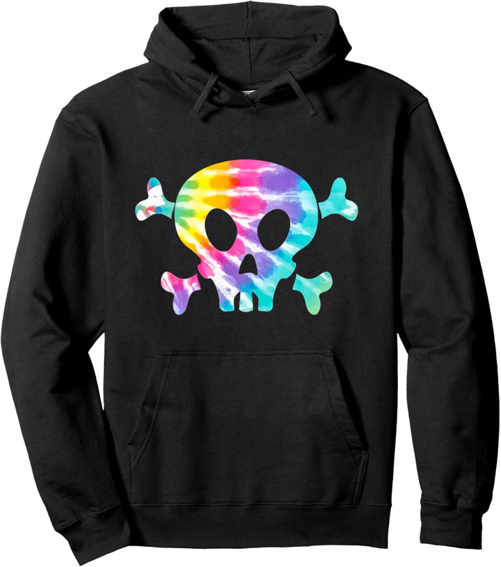Niedlicher Totenkopf und gekreuzte Knochen, Batik-Design Pullover Hoodie