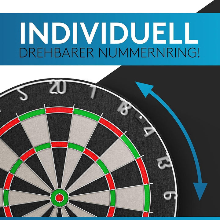 DartPro - DAS ORIGINAL - Dartscheibe mit Pfeilen - Profi Steeldartscheibe aus hochwertigstem Sisal -