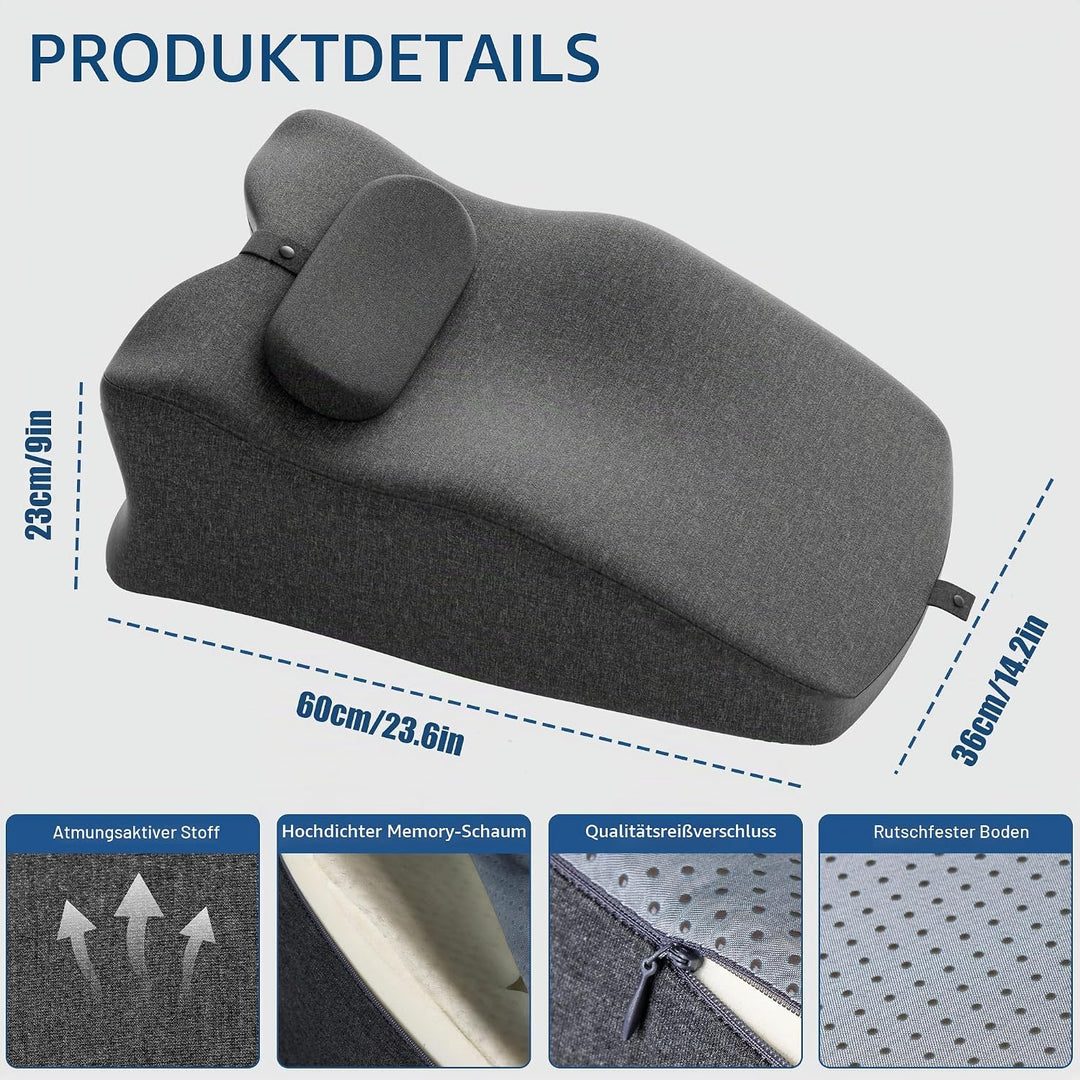 Keilkissen für Bett und Sofa, Ergonomisches Rückenkissen mit Kopfkissen, Reflux Kissen mit Waschbare