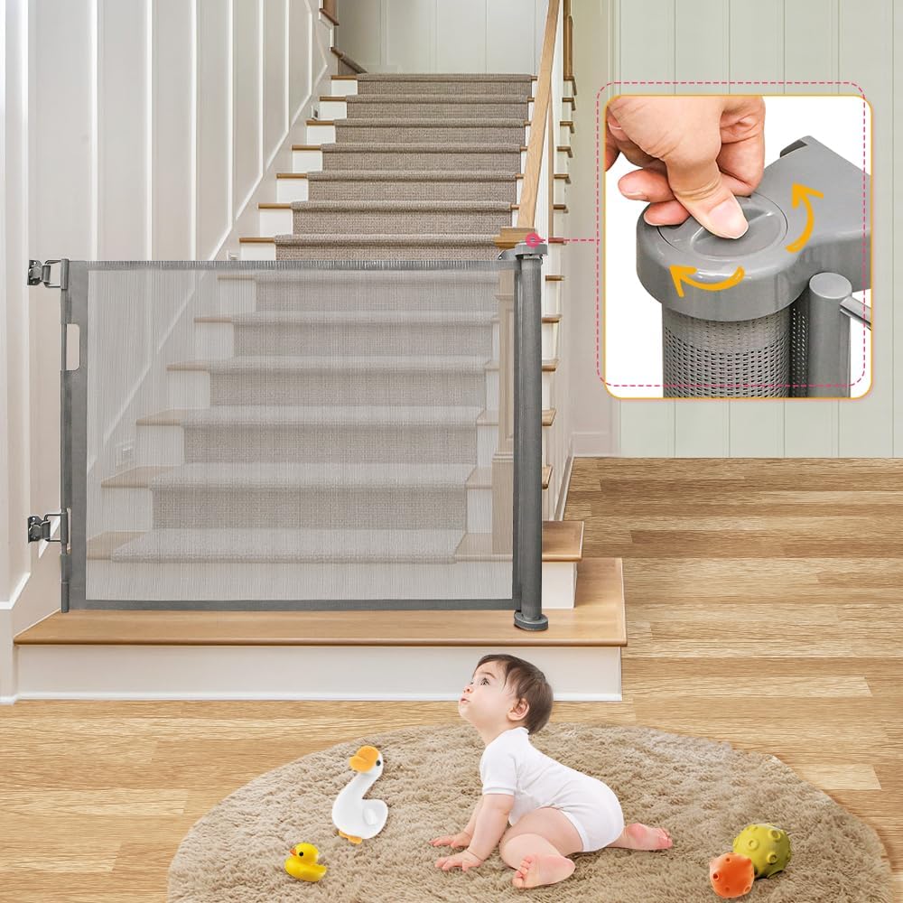0-180cm Baby Absperrgitter, Treppenschutzgitter Ausziehbare mit Katzenklappe, Türschutzgitter, Einzi