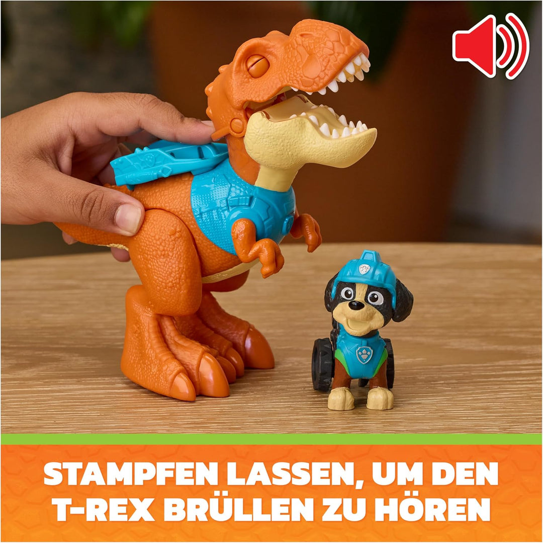 PAW PATROL: Der Dino Film, Roaring Pups, Rex-Figur & T-Rex-Dino Timmy, der durch Bewegung mit realis