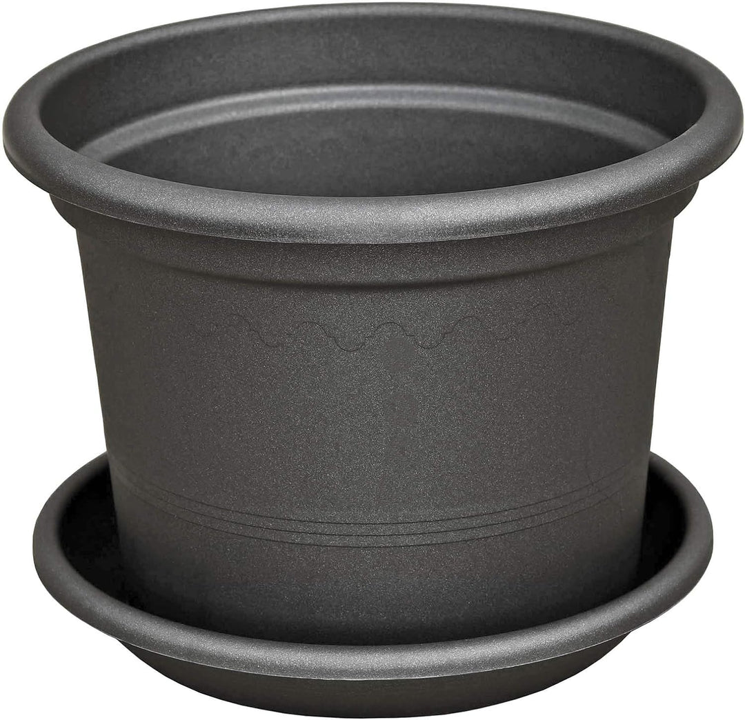 Euro3Plast Geo Blumentopf mit Untersetzer 12 Grössen und 9 Farben zur Wahl (60 cm, Anthrazit) 60 cm