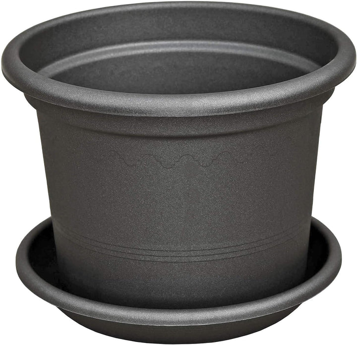 Euro3Plast Geo Blumentopf mit Untersetzer 12 Grössen und 9 Farben zur Wahl (60 cm, Anthrazit) 60 cm