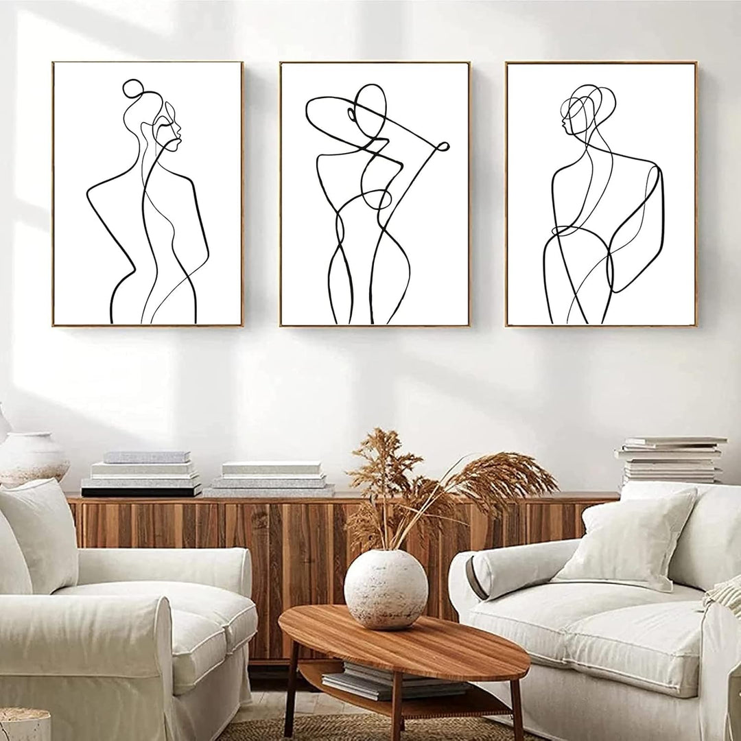 LXTOPN Moderne Wandbilder Poster, Minimalistische Abstrakt Bild Set Line Art Bilder, 3er Poster Set