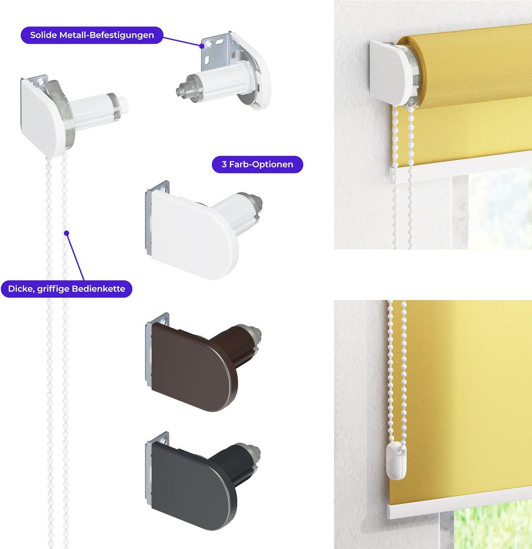 schattenfreu.de Rollo XL nach Mass | Zum Anschrauben an der Wand oder Decke | Lichtdurchlässig | Für