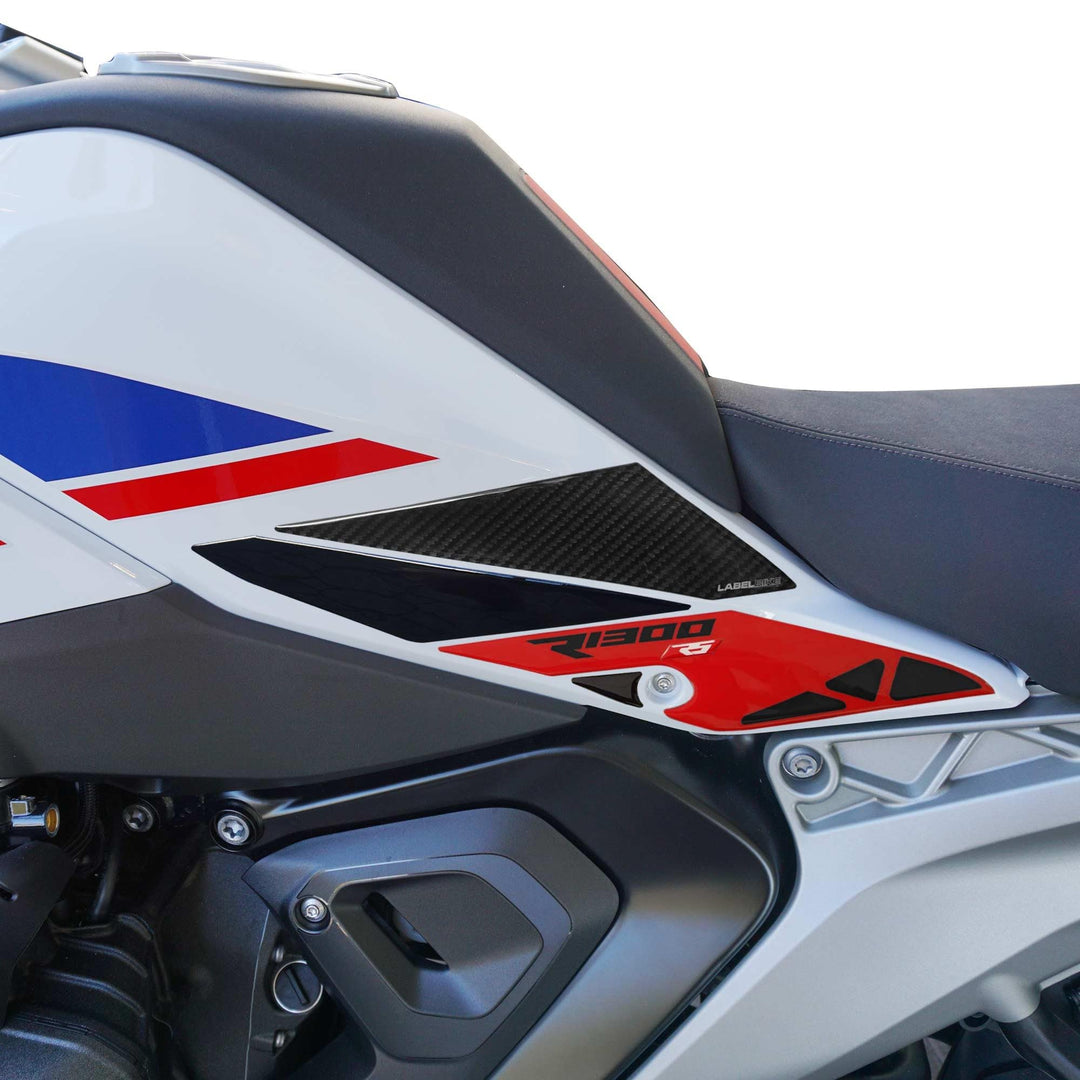 LABELBIKE 3D Motorrad Tankaufkleber kompatibel mit BMW | R1300RS, Seitenschutz aus Kunstharz, kratzf
