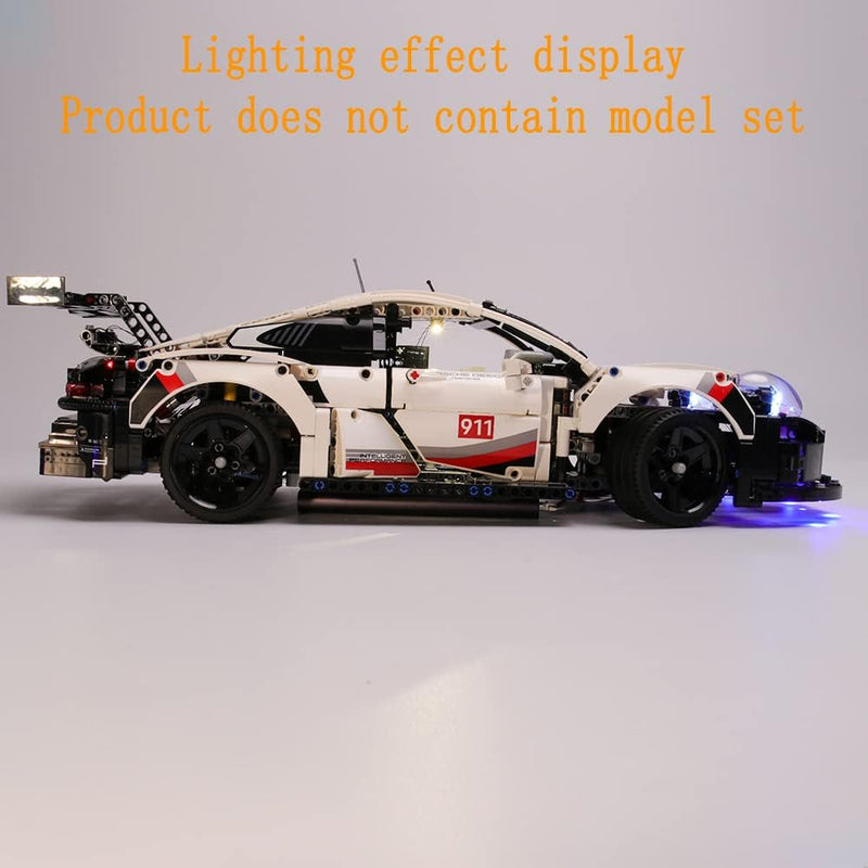 GEAMENT LED Beleuchtungsset für Technic Porsche 911 RSR Rennwagen Building Blocks Modell Kompatibel