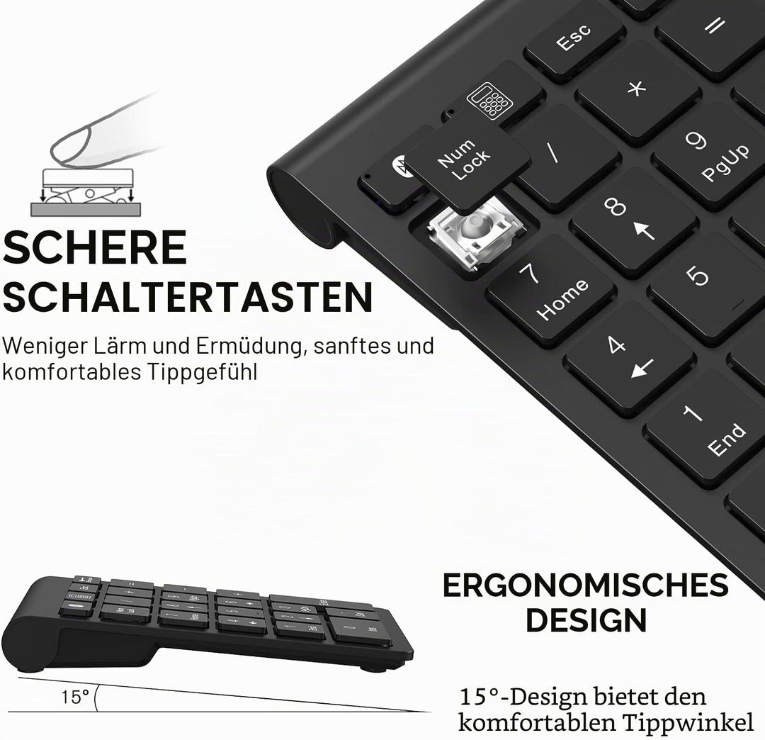 cimetech Bluetooth Numpad- kabellos ziffernblock mit 22 Tasten -10 Multifunktionstasten Multimedia-K