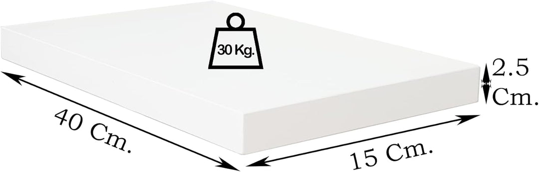 Henor Wandregal FSC® Holzwandregal 40 x 15 x 2.5 cm. Laden Sie 30 kg. Weiss 40 Weiss, P-15 Cm., 40 W
