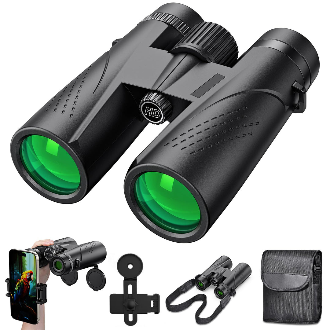 Fernglas 12x42 HD Ferngläser, Binoculars for Adults, Waterproof Bird Watching Binoculars with BaK-4