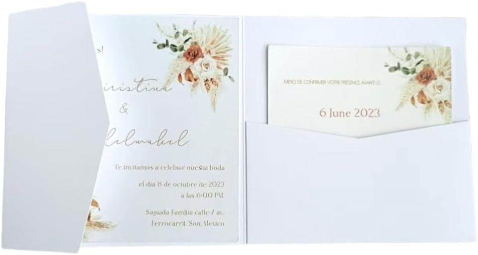 MillaSaw Hochzeitseinladungskarte, matt, Weiss, 15 x 15 cm, 25 Stück (mattes Weiss), mattes Weiß