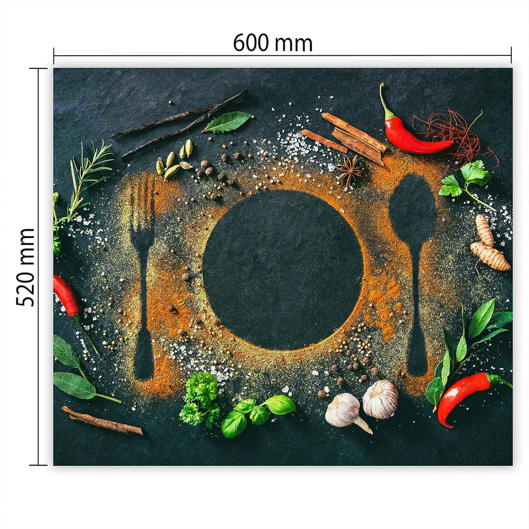 SmartDecoration Herdabdeckplatte Ceranfeldabdeckung aus Glas 60x52 cm Einteilig Motiv "Stein" Grau (