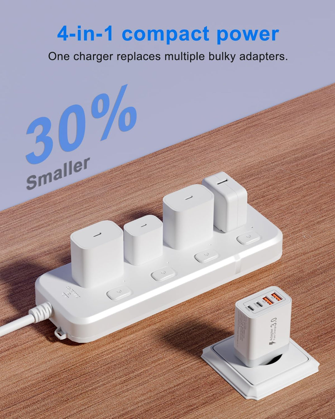 2-Pack 40W USB C Ladegerät Schnellladegerät, 4-Port USB Netzteil mit 2 USB-C PD 3.0 &amp; 2 USB-A, Mehrf