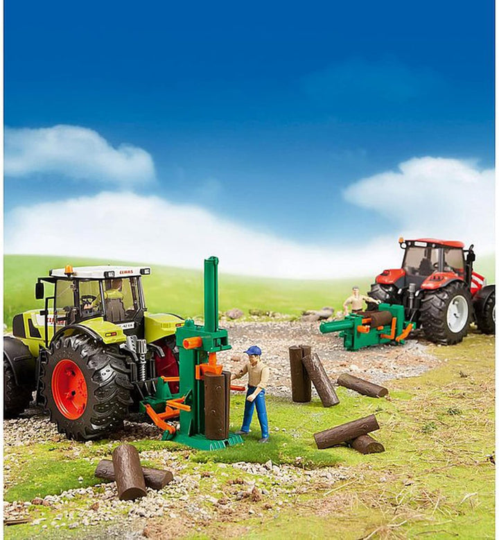 bruder 62650 - Bworld Forstwirtschaftsset - 1:16 Spielzeug-Figur Holz Spaltautomat Holzspalter Walda