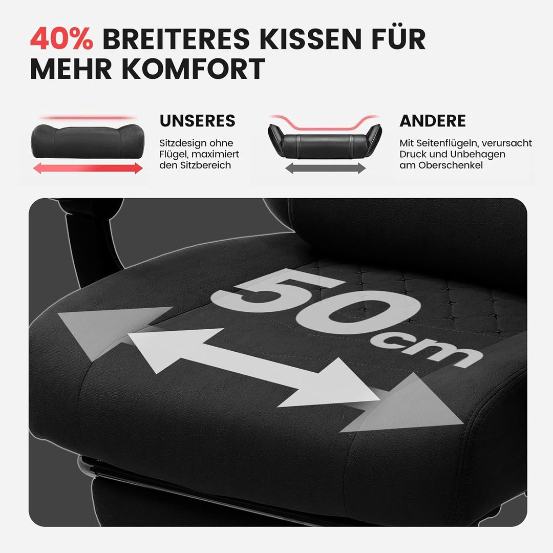 GTPLAYER Gaming Stuhl Stoff, Gaming Sessel mit Taschenfederkissen, ergonomischer Drehstuhl, Gamer St